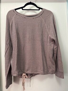 Lou & Gray Mauve Pink & Black Striped Sweater Size L